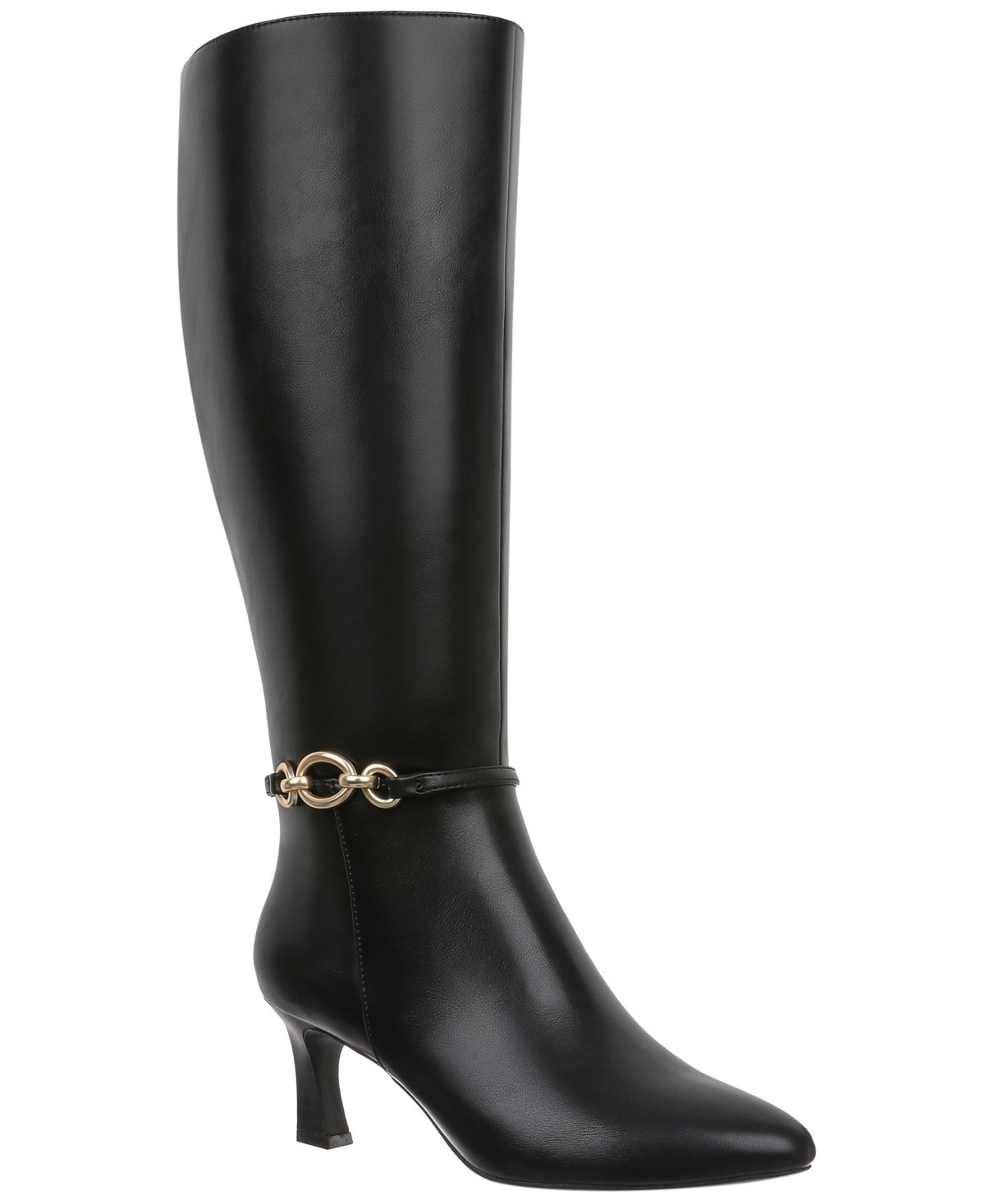 Style & Co Women's Shaniaa Belt Pointed Toe Boot, Macy's Exclusive - Black Beauty Wide Calf | Macy's