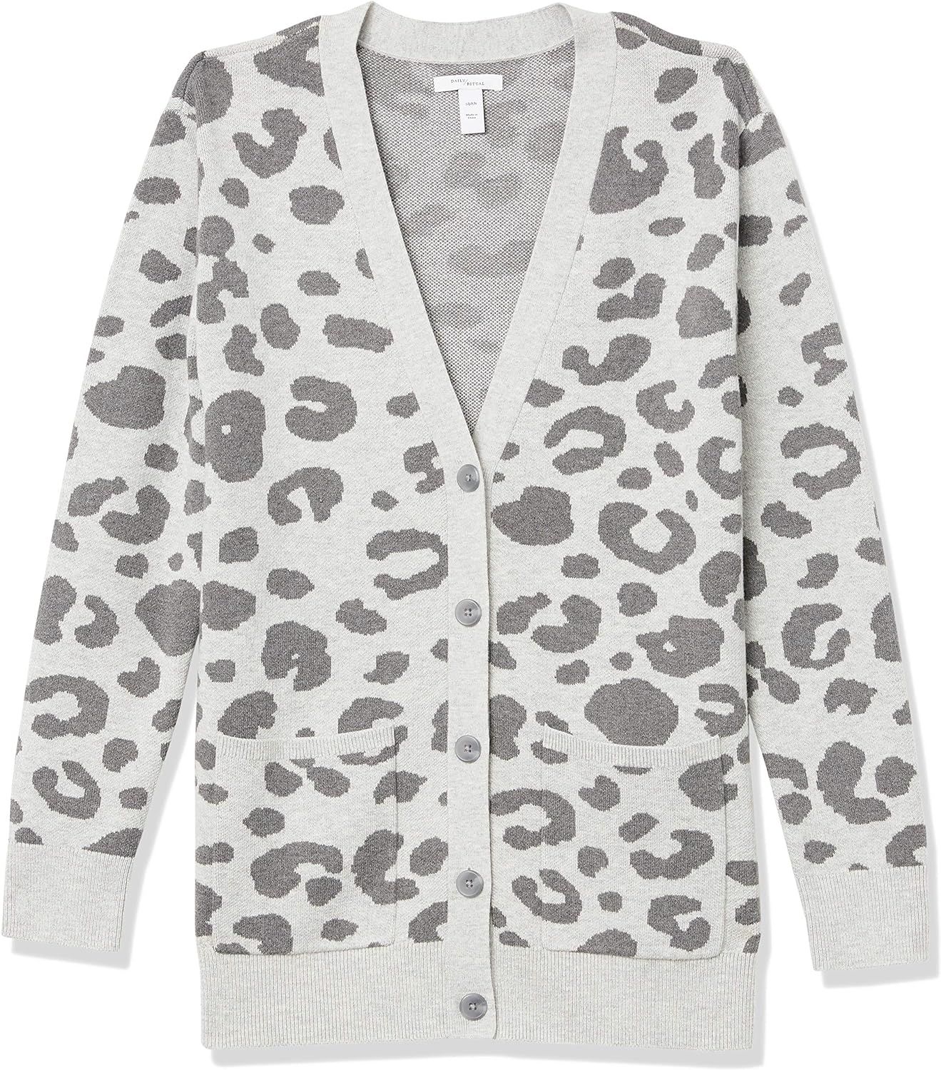 Daily Ritual Women's Ultra-Soft Leopard Jacquard Cardigan Sweater | Amazon (US)