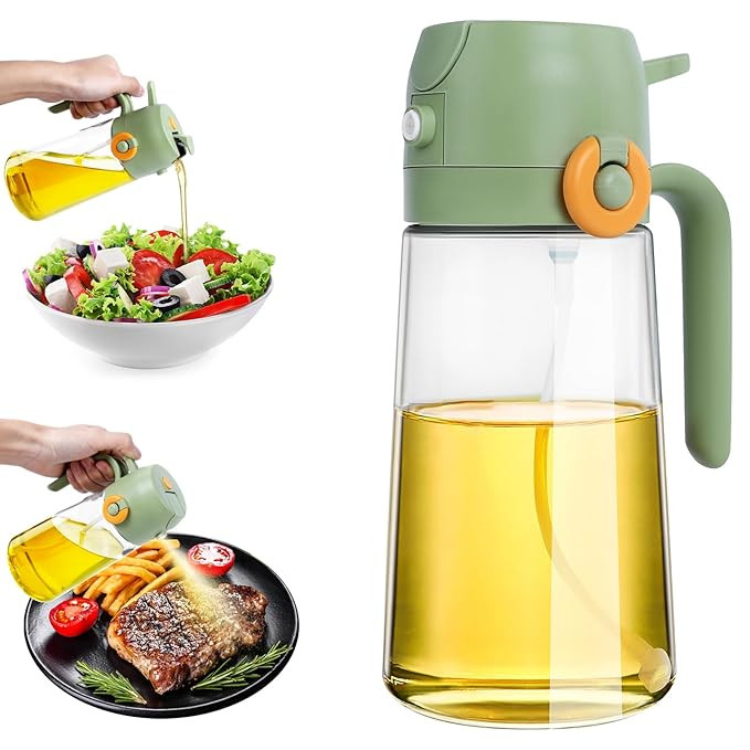 Oil Sprayer for Cooking 2 in 1 Olive Oil Dispenser and Sprayer 16oz/470ml Glass Spray Bottles And... | Amazon (US)