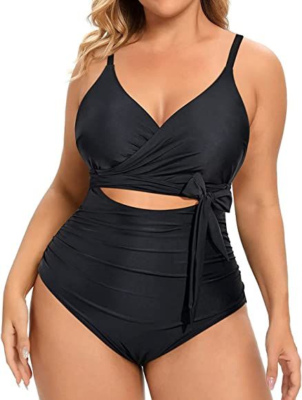 Daci Women Plus Size One Piece Swimsuits High Waisted Tummy Control Bathing Suits Cutout Open Bac... | Amazon (US)