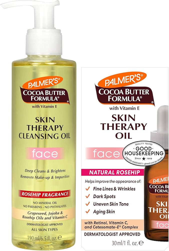 Palmer's Face Oil + Facial Cleanser Oil, Cocoa Butter with Vitamin E & Rosehip Fragrance Skin Car... | Amazon (US)