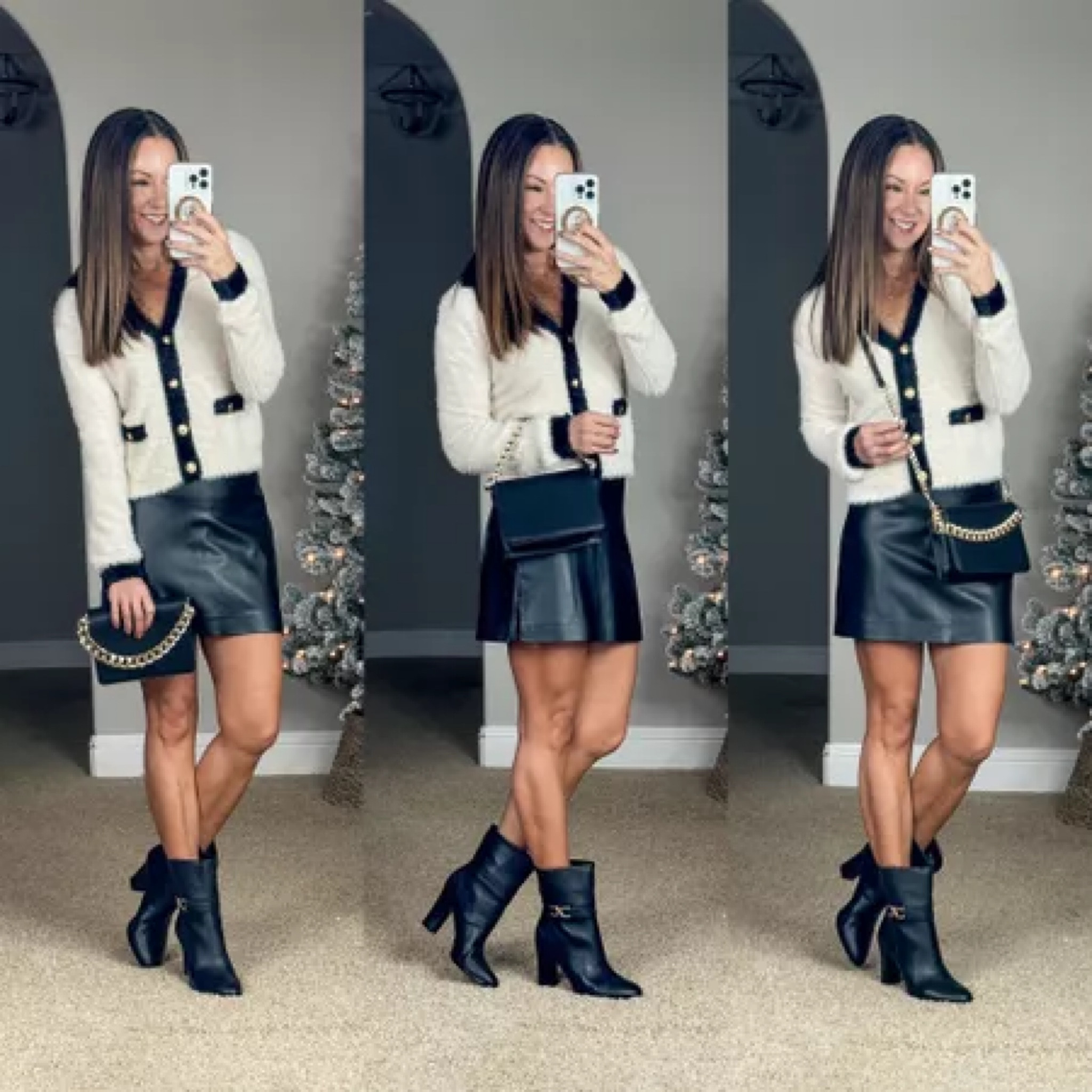 Holiday party outfit idea! 

I am wearing size XS cardigan, size 2 skort - all TTS!

Holiday  Holiday party  Holiday party outfit  Holiday style  Christmas  Christmas party  Christmas party outfit  Cardigan  Faux leather  Skort  Booties  Gold jewelry  Jewelry  Crossbody  Purse  Handbag  Express

#LTKparties #LTKHoliday #LTKstyletip