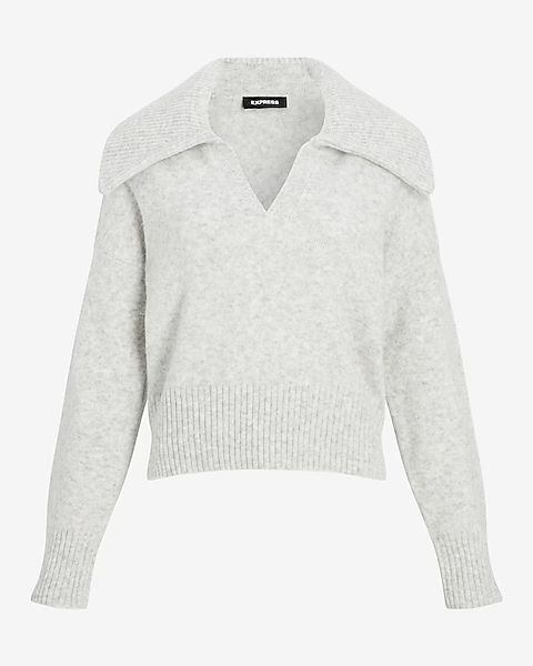 Collared V-neck Long Sleeve Sweater | Express