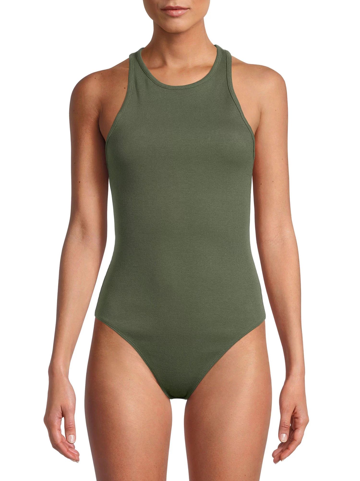 Time and Tru Women's Halter Rib Bodysuit - Walmart.com | Walmart (US)