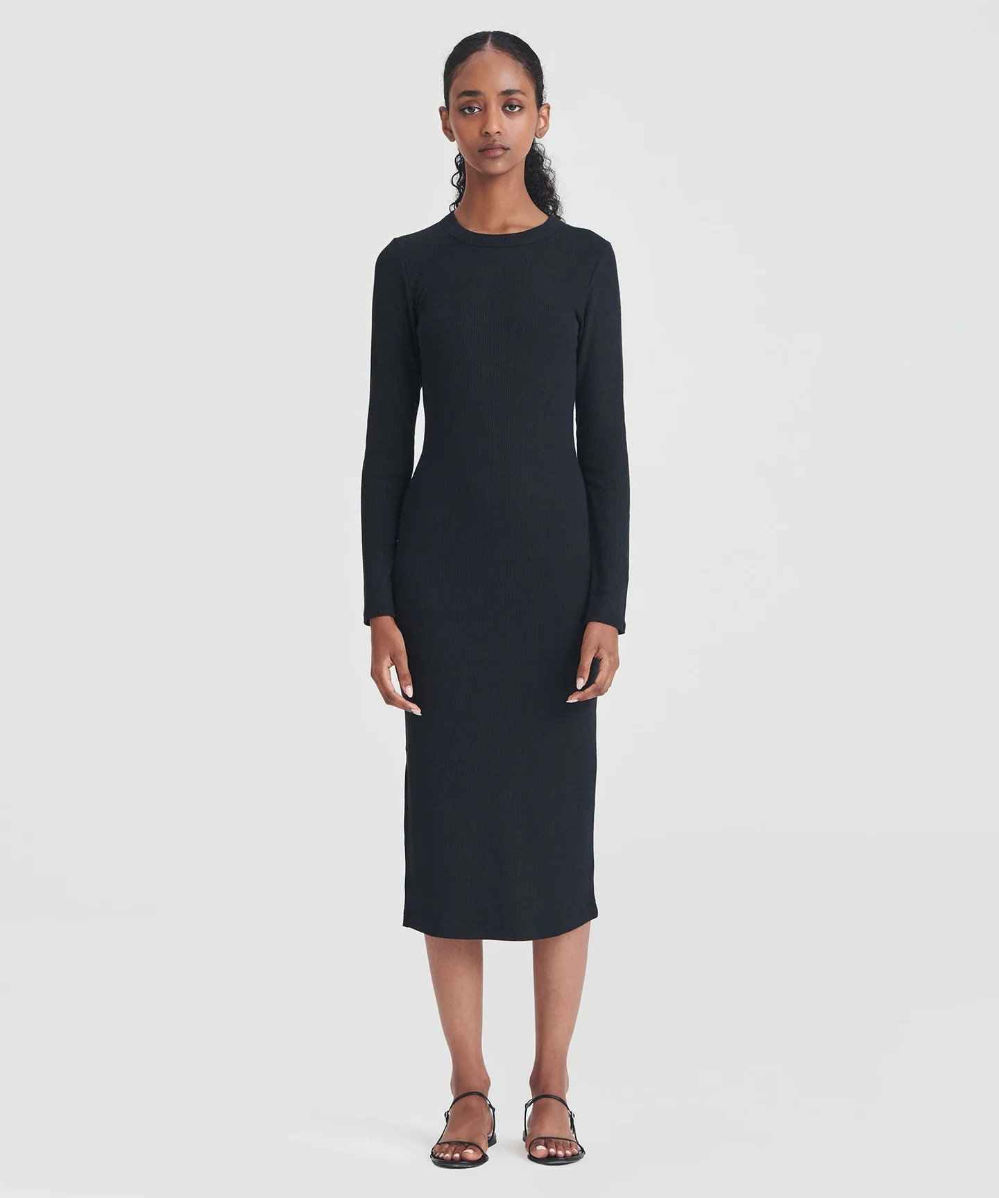 Ribbed Modal Cashmere Crewneck Midi Dress | NAADAM
