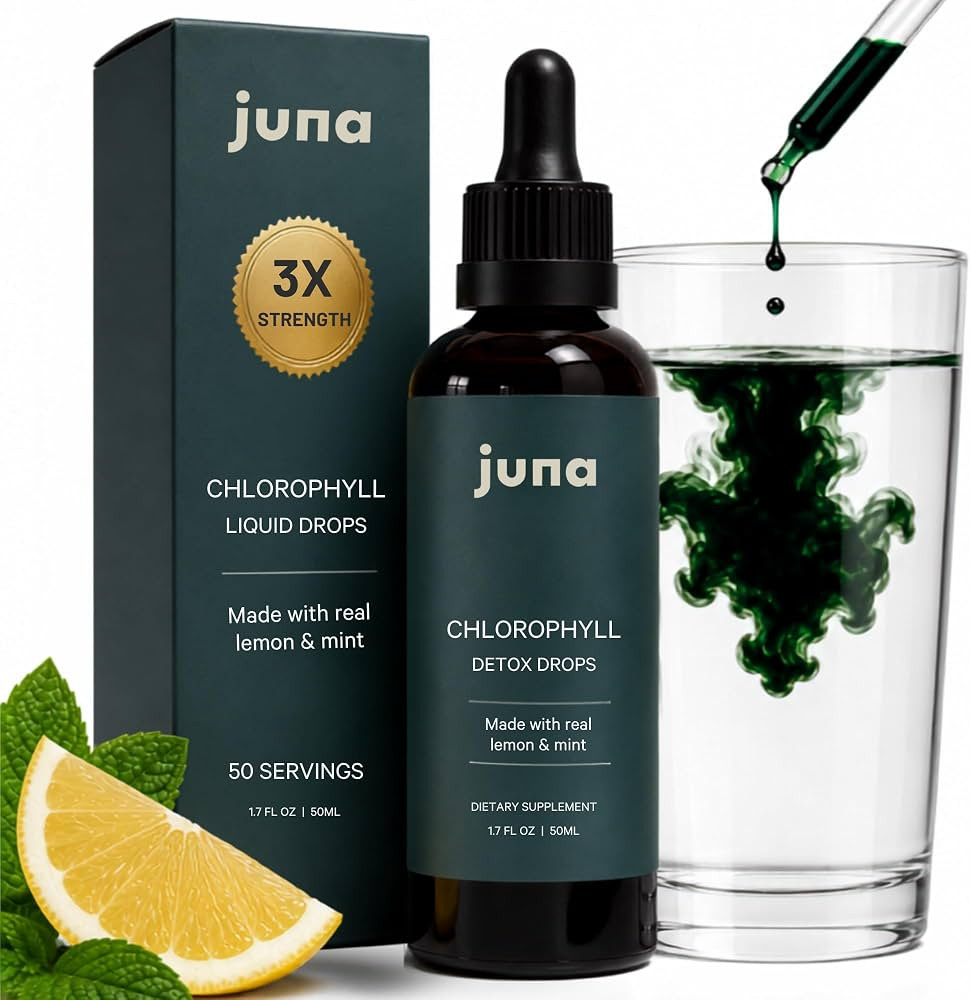 Juna Liquid Chlorophyll Detox Drops, Lemon & Mint Flavor, 3X Strength | Amazon (US)