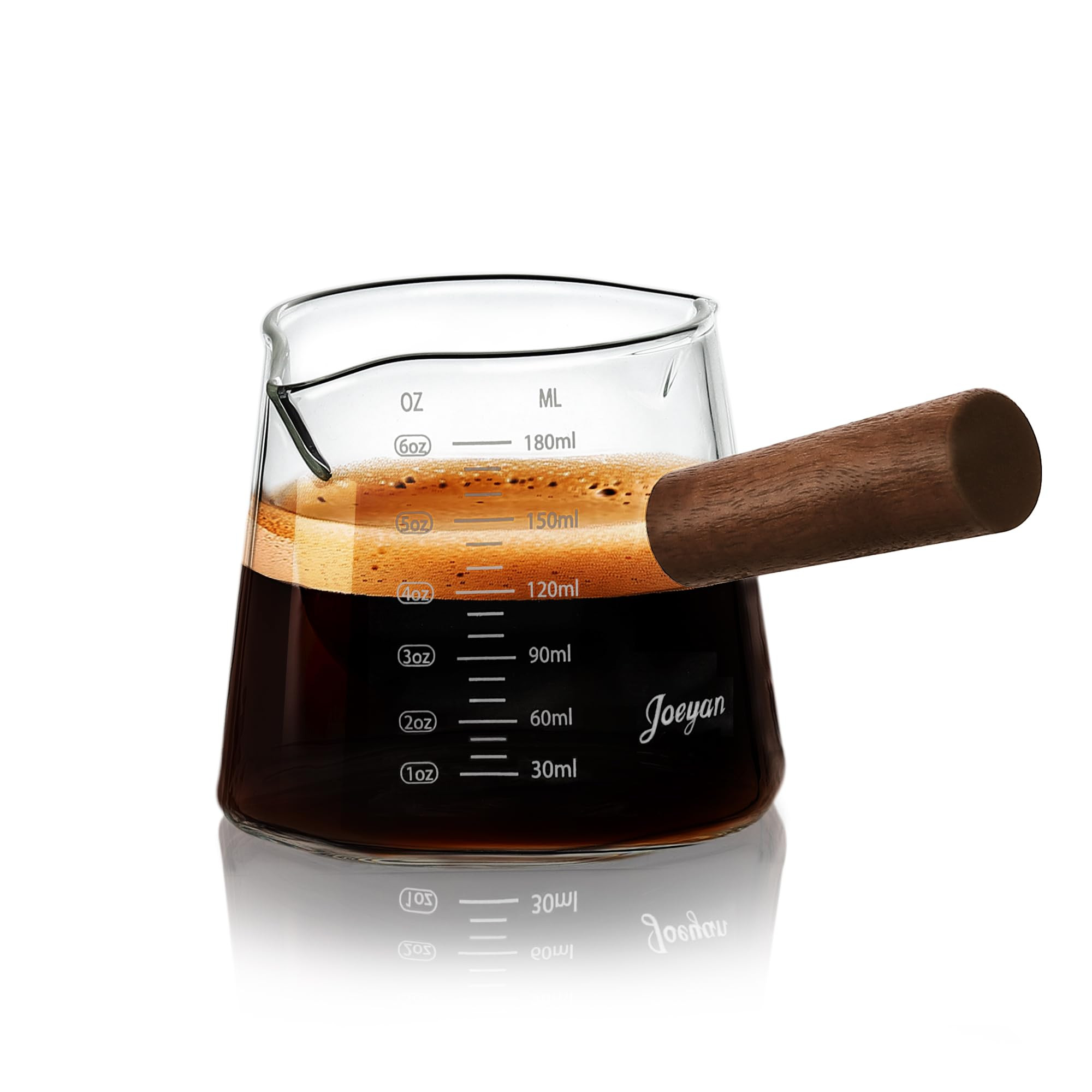 Joeyan 6 oz Glass Measuring Cup with Double Spouts,Borosilicate Espresso Shot Glasses with Wooden... | Amazon (US)