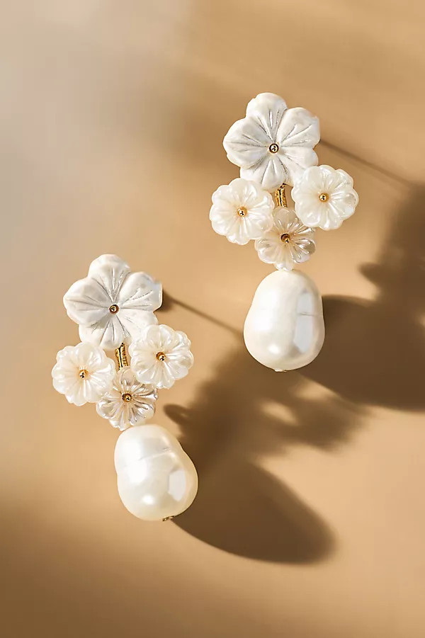 Floral Cluster with Mother-of-Pearl Drop Earrings | Anthropologie (US)