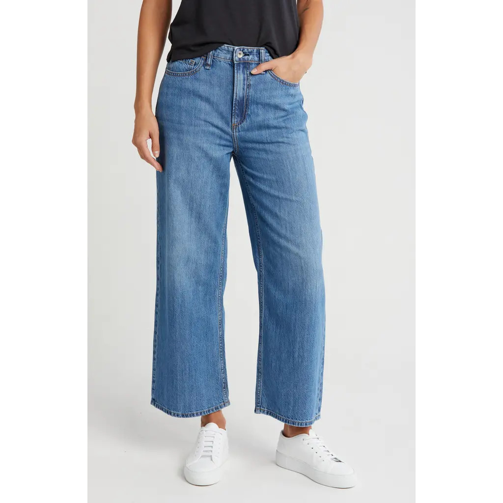 rag & bone Lori Crop Wide Leg Jeans in Mediumwash at Nordstrom Rack, Size 29 | Nordstrom Rack