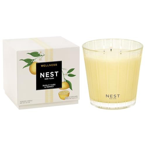 NEST New York Scented 3-Wick Candle, Sunlit Yuzu & Neroli - 21.2 oz - Up to 100-Hour Burn Time - Reusable Glass Vessel | Amazon (US)
