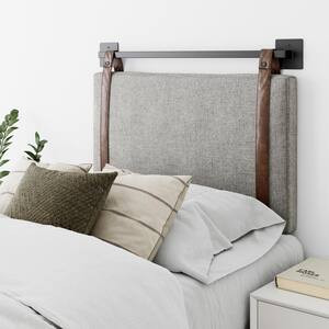 Nathan James Harlow 36 in. Twin Wall Mount Gray with Adjustable Straps and Black Metal Rail Uphol... | The Home Depot