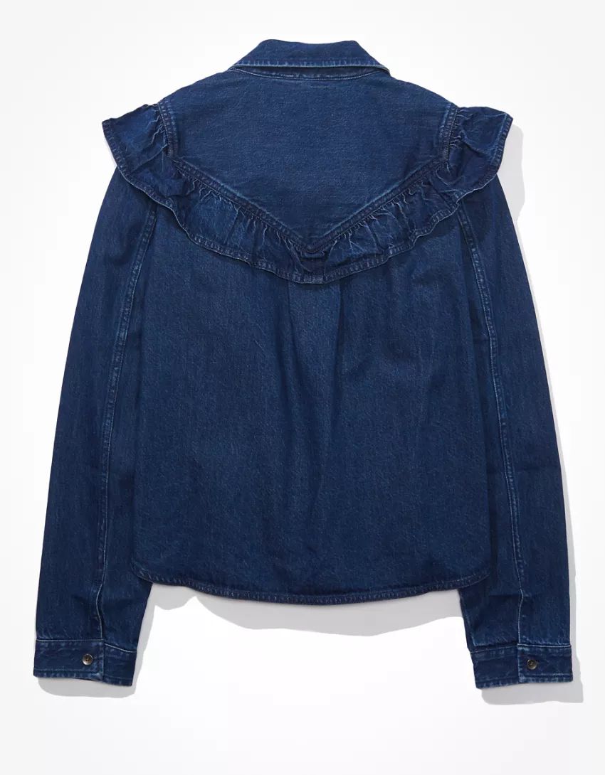 AE Oversized Denim Western Shirt | American Eagle Outfitters (US & CA)
