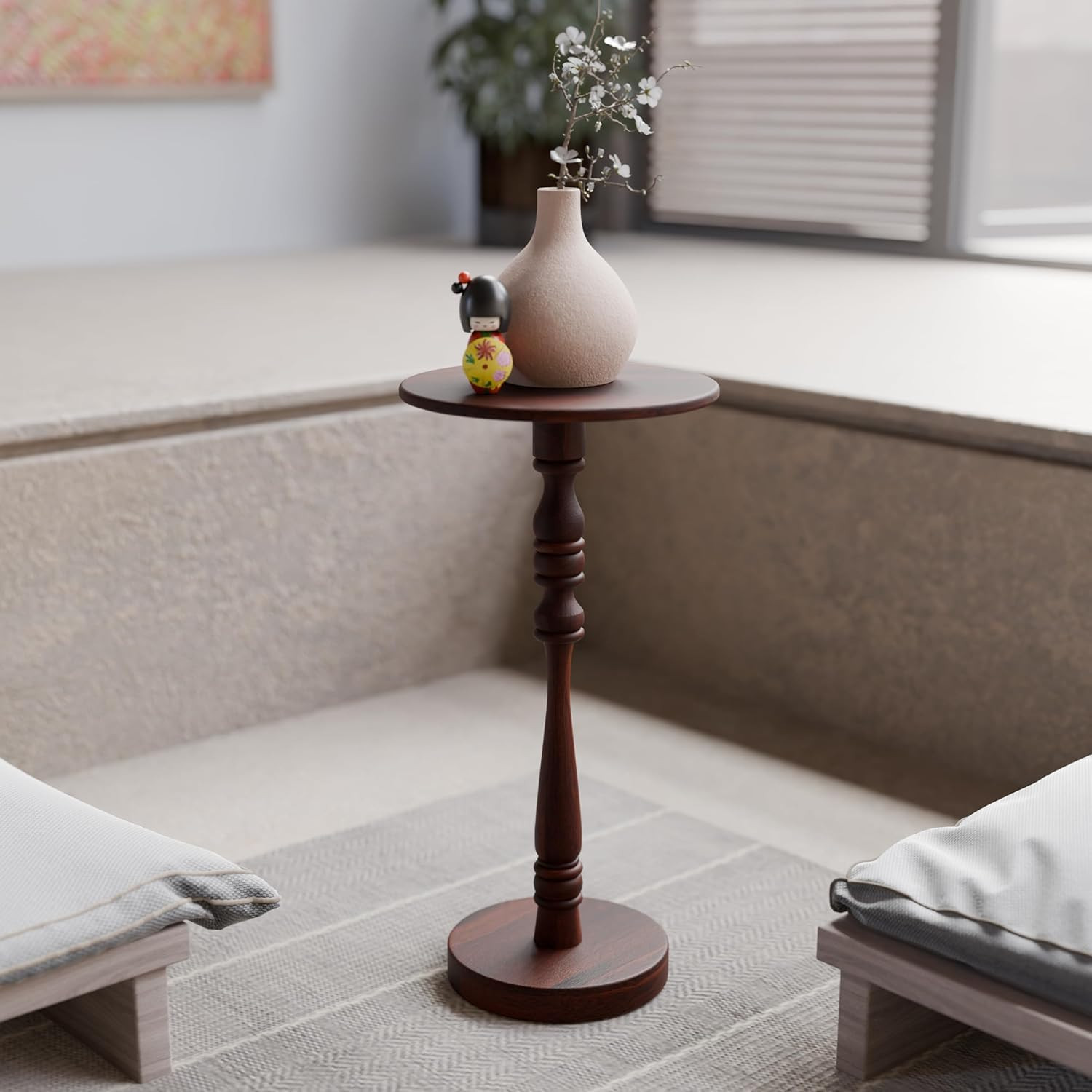 Relso Stambha Solid Wood Drink Table – 24" Tall Round Accent Side Table for Living Room or Bedr... | Amazon (US)