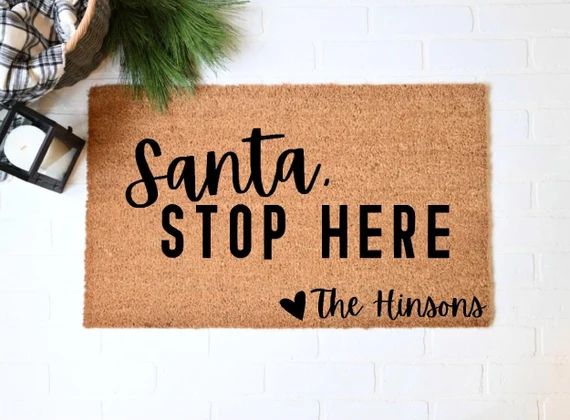 Santa Stop Here Doormat Merry Christmas Doormat Christmas | Etsy | Etsy (US)