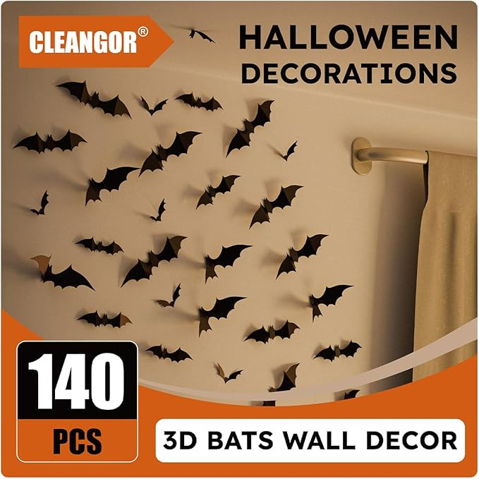 140Pcs Bats Wall Decor - 3D Bats Halloween Decorations, Halloween Party Supplies Stickers, Bat Wa... | Amazon (US)