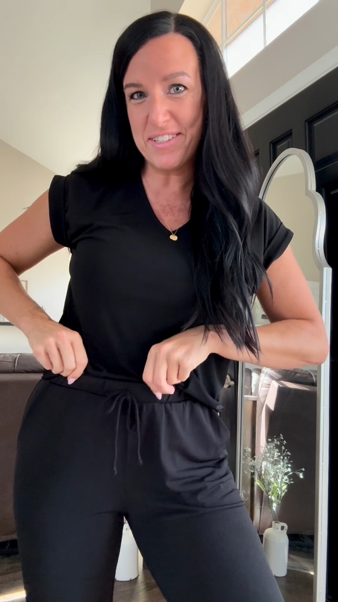 Brigette-Brianna Blouse Tee Jogger Set style & try on! AD | sexymodest.com

 This jogger set is perfect for girls on the go looking for a chic athleisure outfit that isn’t leggings! This set is perfect for anyone — teachers in a casual work environment, hostesses who have family/friends stay overnight that want to look put together yet comfy in the morning, travel days, busy moms, jogger & or jumpsuit lovers, and cozy-on-the-couch days for the tired mama or teacher! Layer over with a denim shirt or cozy cardigan as the cool weather comes.

I am in my normal size S in the top, but would recommend sizing up one size in the joggers (I sized up to a M).

#LTKTravel #LTKStyleTip #LTKOver40