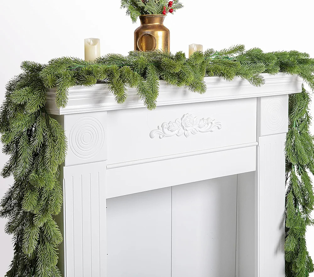 9.8 Ft Christmas Norfolk Pine Garland- Single Fork Norfolk Pine Natural Touch Garland- Artificial... | Amazon (US)