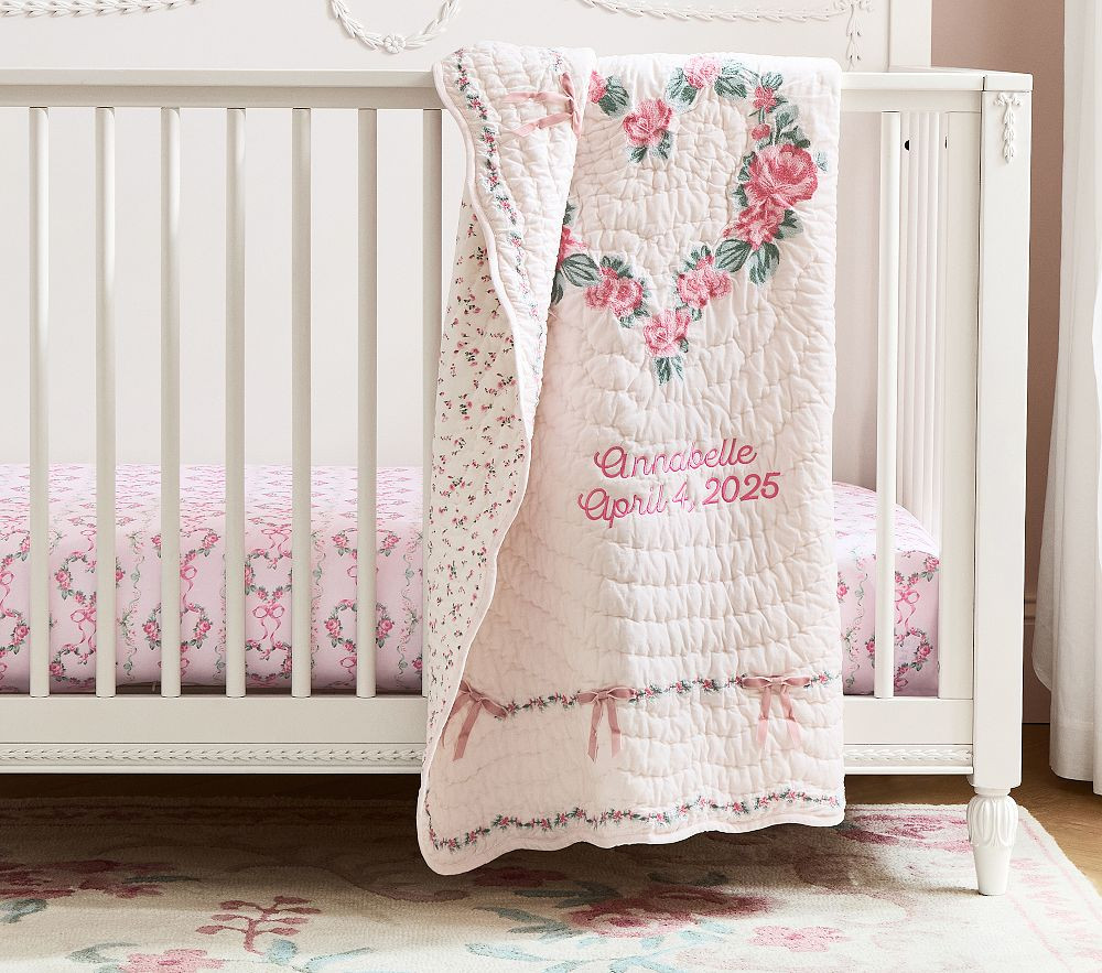 LoveShackFancy Floral Heart Baby Quilt | Pottery Barn Kids