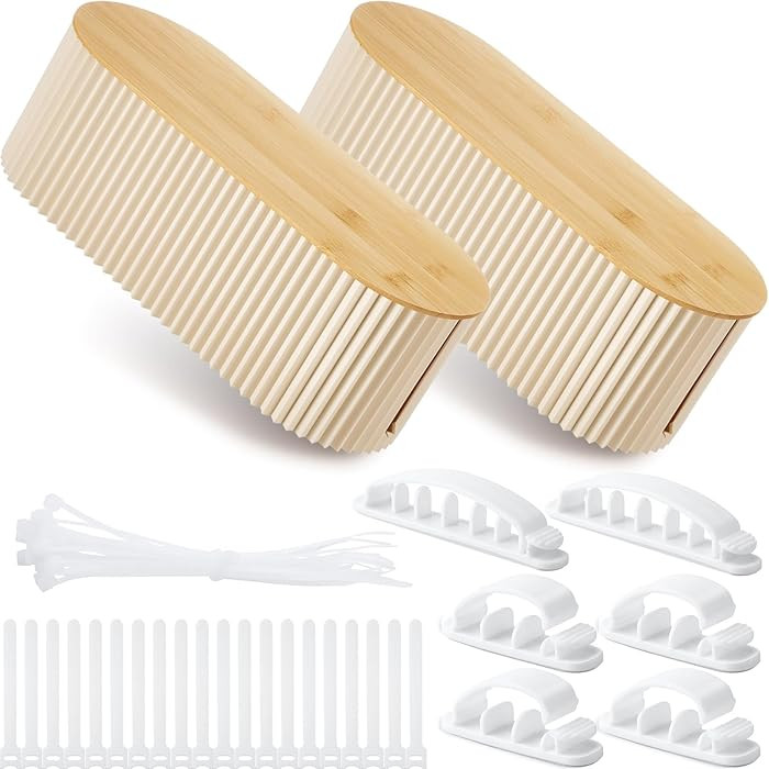 Marsui 2 Pcs Beige Cable Management Organizer Box for Hiding Wires, Home Office Desk Floor Cord O... | Amazon (US)