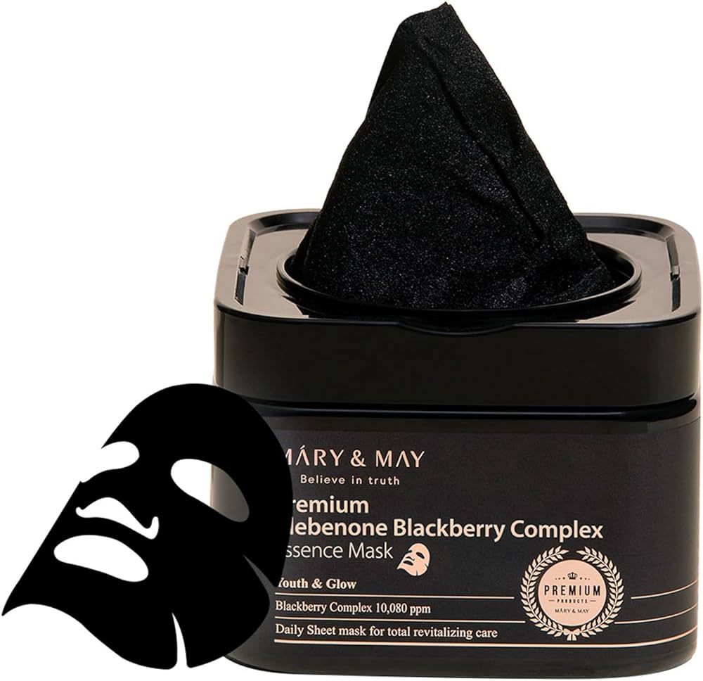 Mary&May Premium Idebenon Blackberry Complex Ampoule Mask 20ea | Mask Sheet Wipes, Hyaluronic Aci... | Amazon (US)
