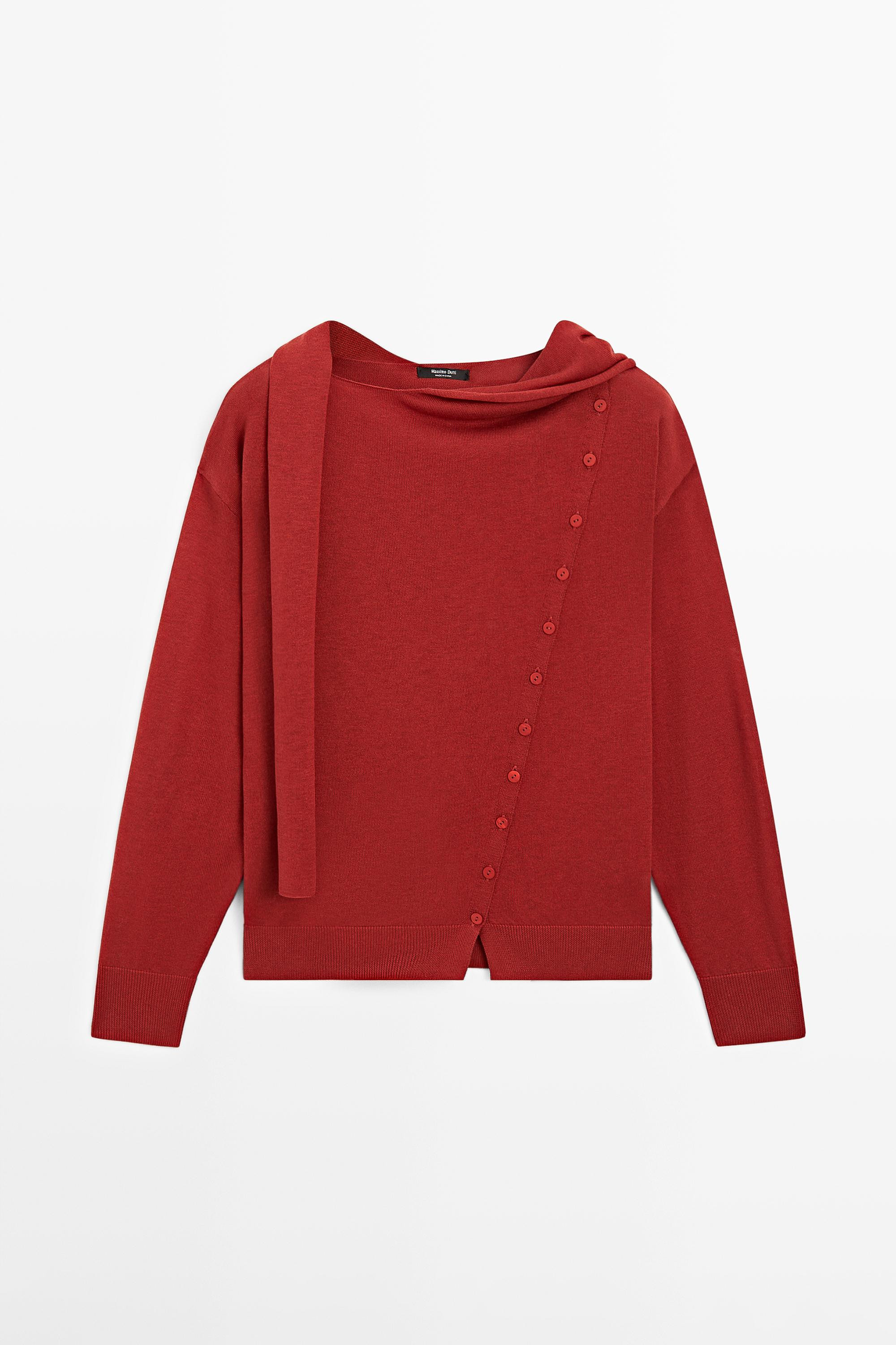 Cardigan mit Schal und Knopfleiste · Rot · Tops Und Andere Kleidungsstücke | Massimo Dutti | Massimo Dutti DE