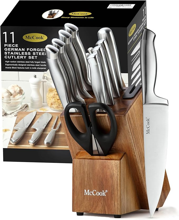 McCook® Knife Sets with Built-in Sharpener,German Stainless Steel Hollow Handle Kitchen Knives S... | Amazon (US)