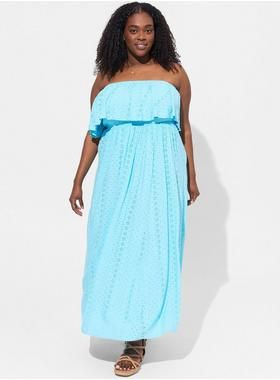 Maxi Eyelet Strapless Smocked Bodice Dress | Torrid (US & Canada)