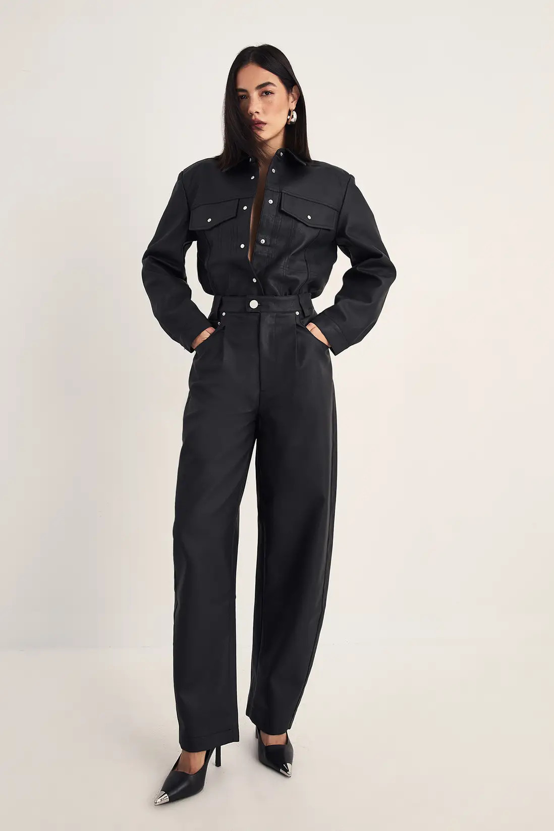 Barrel Leg Faux Leather Pants | Nasty Gal US