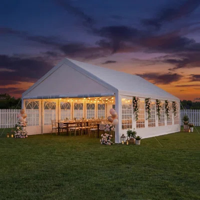 20 ft. x 40 ft. Heavy-Duty Outdoor Party Tent, Large White Canopy Gazebo Event Shelter with Steel Frame, Waterproof UV-Resistant Wedding, BBQ & Carpor | Wayfair North America
