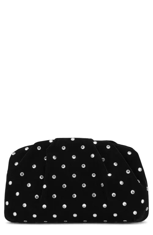 MANGO Rhinestone Velvet Clutch in Black at Nordstrom | Nordstrom
