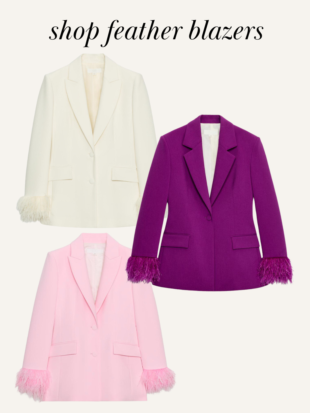 Shop the feather blazers trend 

 