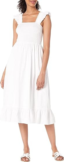 The Drop Women's Kimi Ruffled-Shoulder Smocked Midi Dress | Amazon (US)