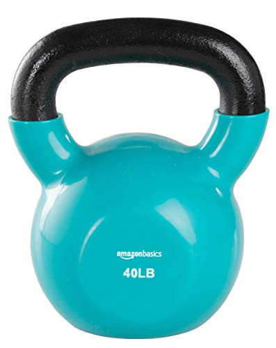 Amazon Basics Vinyl Kettlebell, 40 Pounds, Light Blue | Amazon (US)