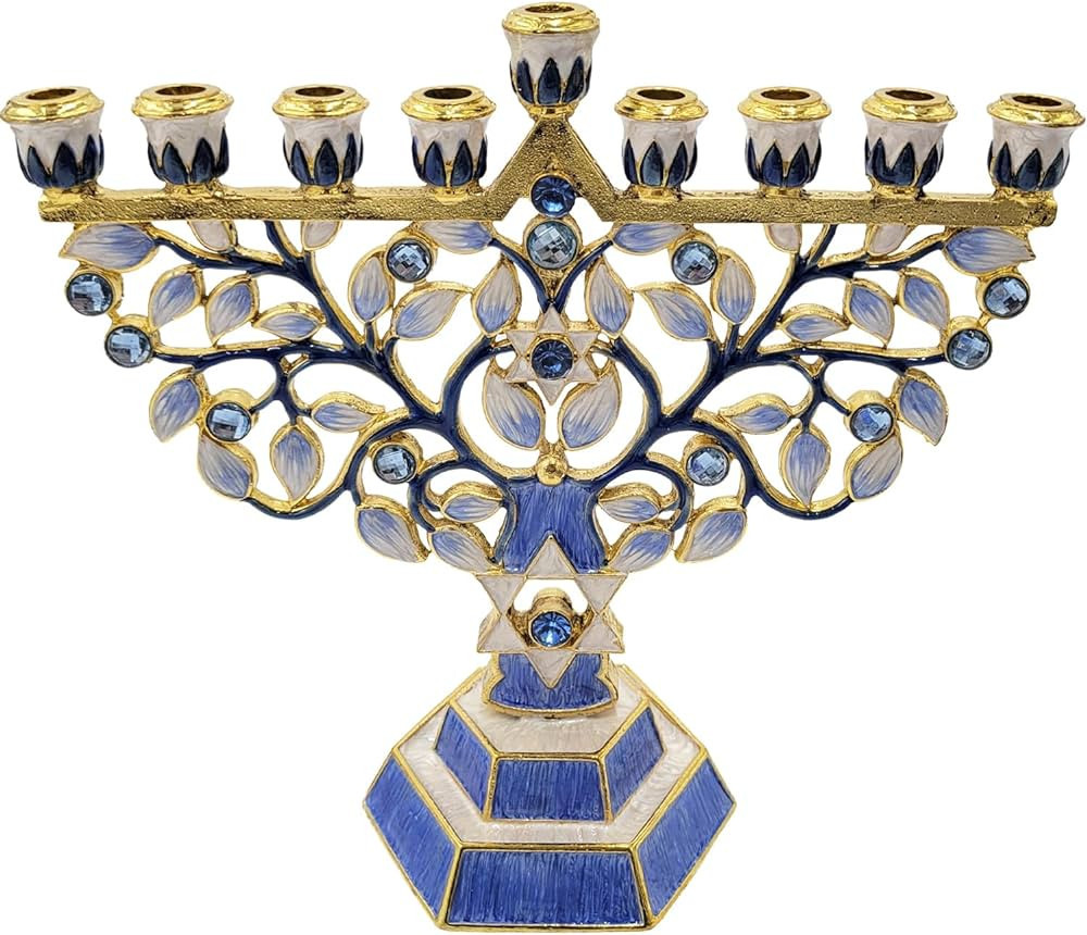 Hanukkah Menorah Enamel Hand-Painted Enameled Metal Menorah | Amazon (US)