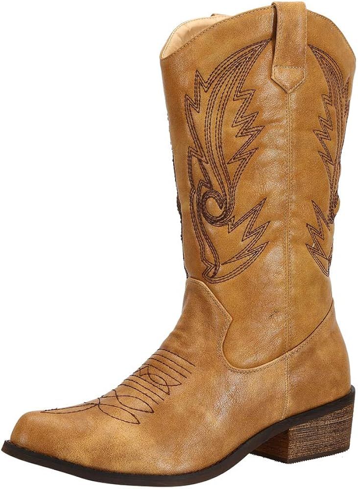 SheSole Women's Wide Calf Western Cowgirl Cowboy Boots | Amazon (US)
