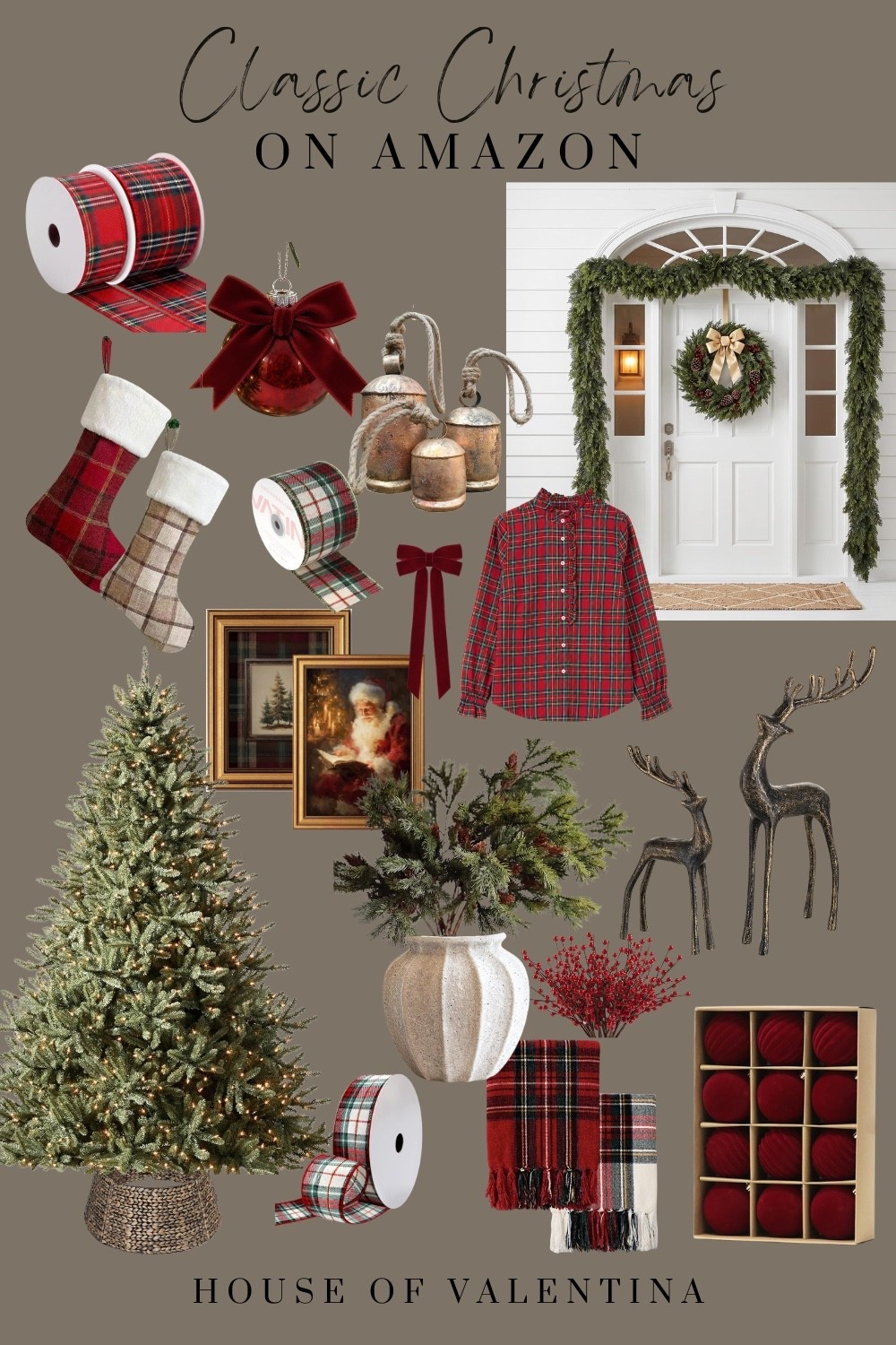 Guys! I’m stocking up on my classic Christmas favorites before they sell out! Tartan plaid ribbon, velvet bows, red velvet ornaments, cozy plaid throws, and brass reindeer… all from Amazon! Heehee! Once these timeless holiday decor pieces are gone, they’re GONE. Grab yours now and shop my Amazon Christmas finds!