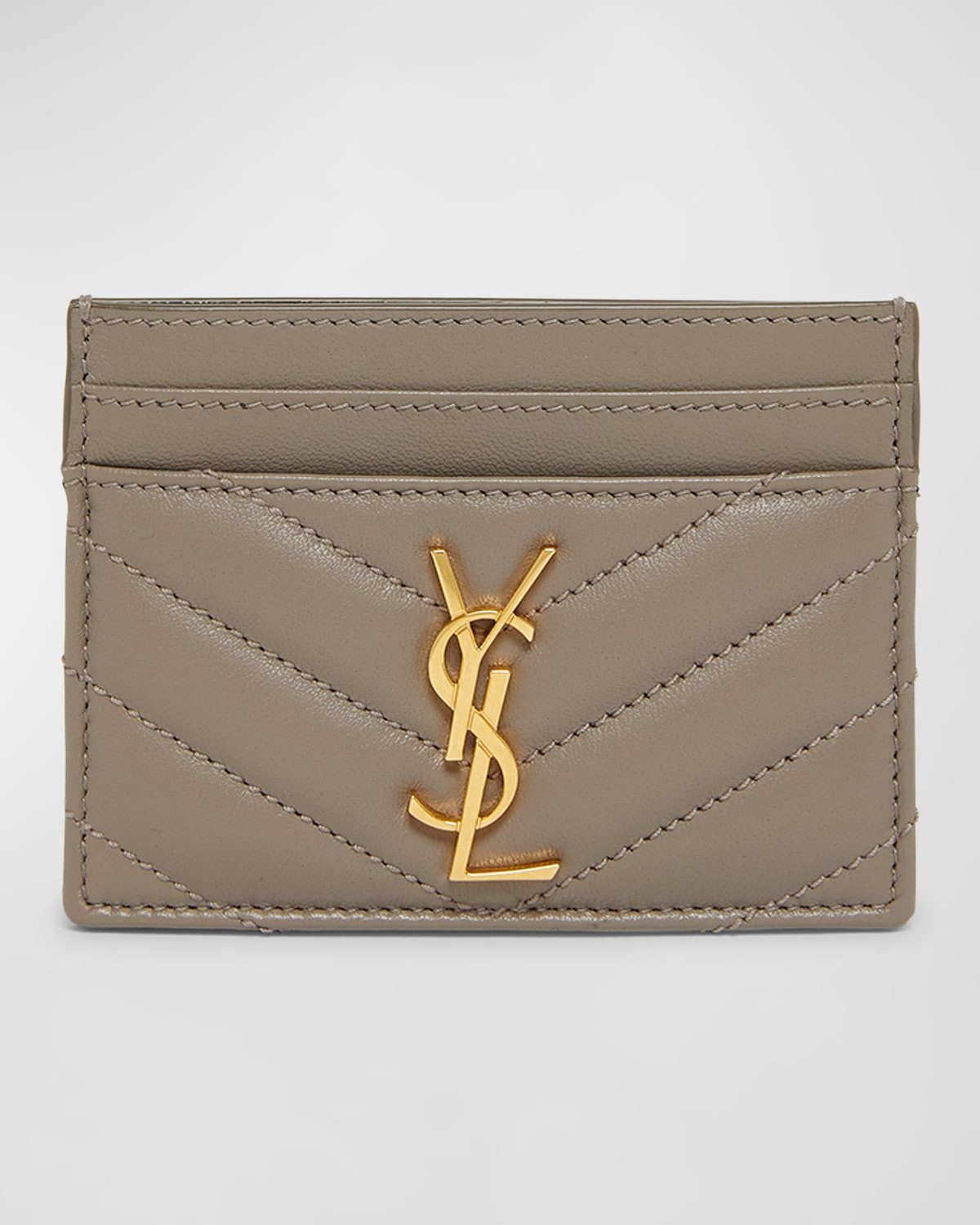 YSL Monogram Card Case in Quilted Smooth Leather | Neiman Marcus