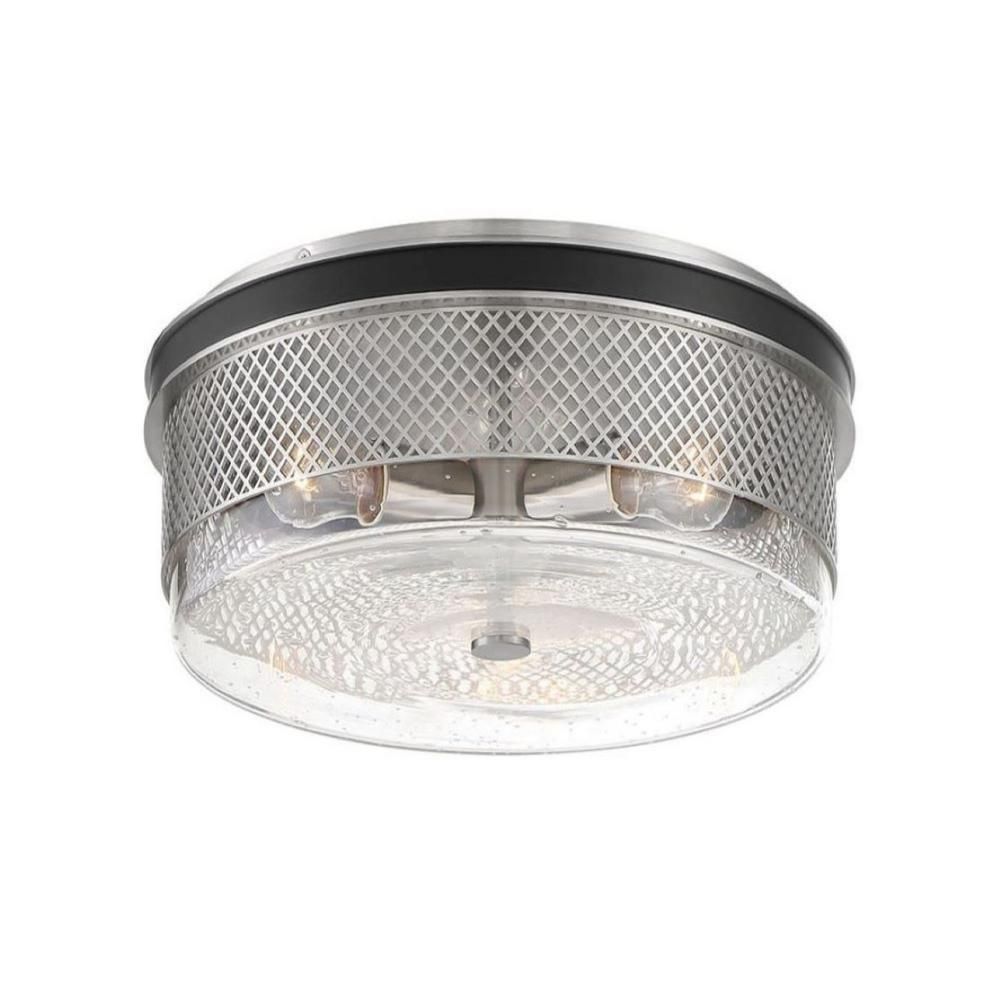 Minka Lavery Cole's Crossing 3-Light Coal with Brushed Nickel Flush Mount | The Home Depot