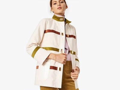 Tory Burch Cadyn Barn Jacket NWT Sz 6 Gorgeous Details! Off white Canvas $448  | eBay | eBay US