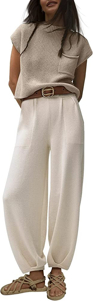 LILLUSORY 2 Piece Outfits For Women Trendy Lounge Sets Cozy Knit Sweater Short Sleeve Fashion Lou... | Amazon (US)