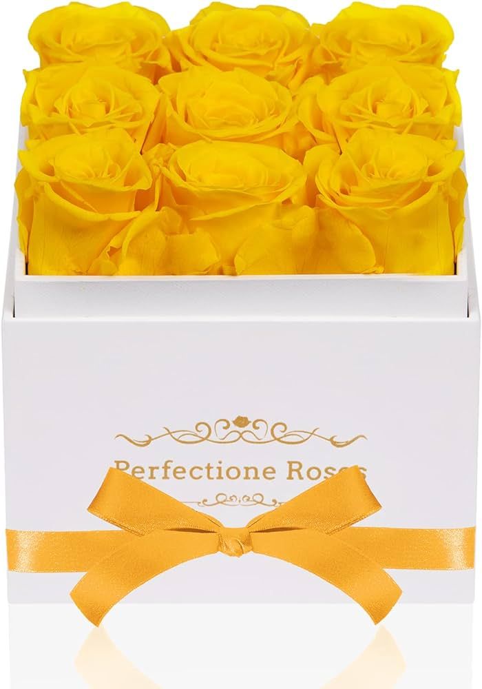 Perfectione Roses Preserved Roses in a Box, Yellow Roses Long-lasting Rose Birthday Gifts for Her Mom Wife Girlfriend Anniversary Mother's Day Valentine's Day Christmas Day | Amazon (US)