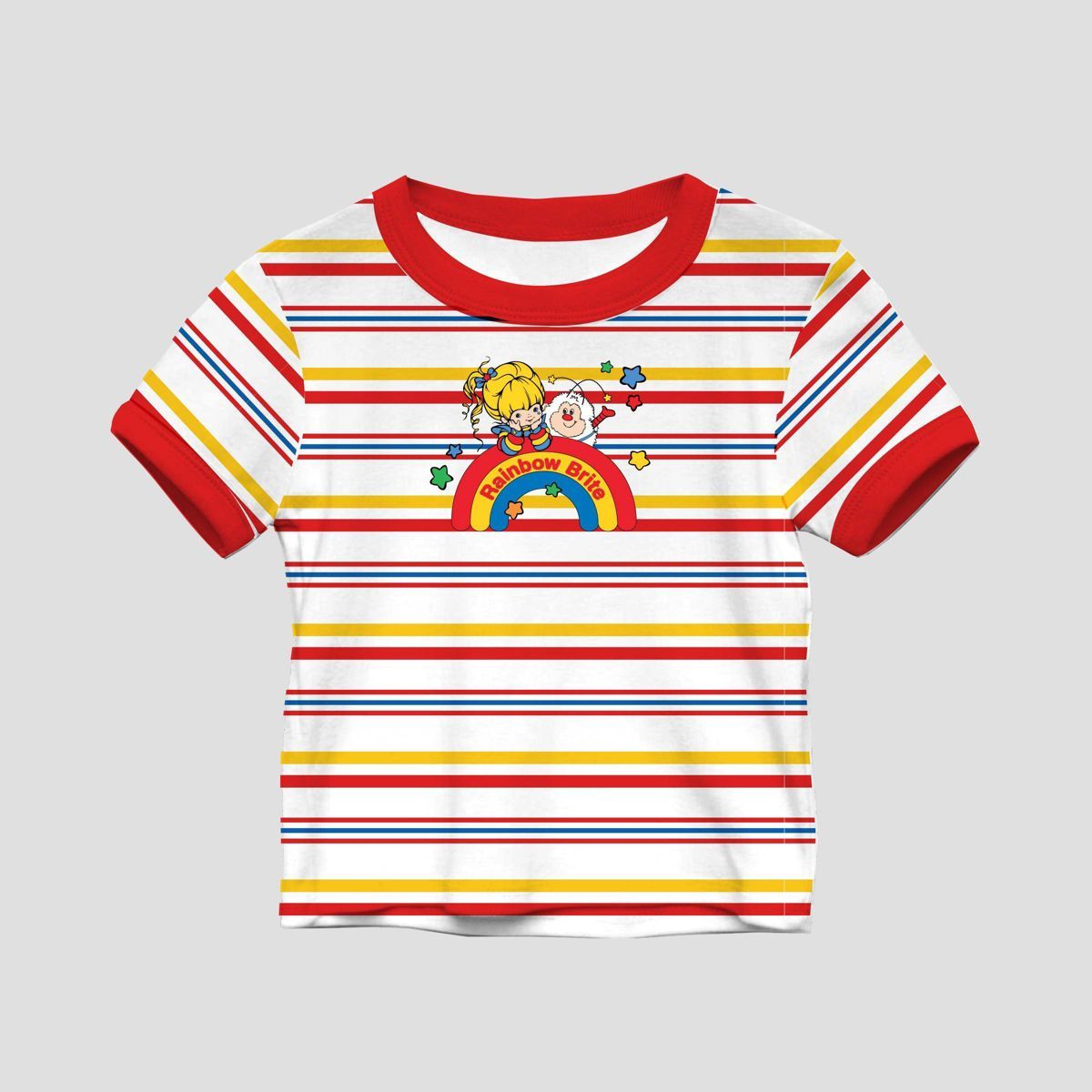 Girls' Rainbow Brite Ringer Short Sleeve Graphic T-Shirt - Red/White | Target