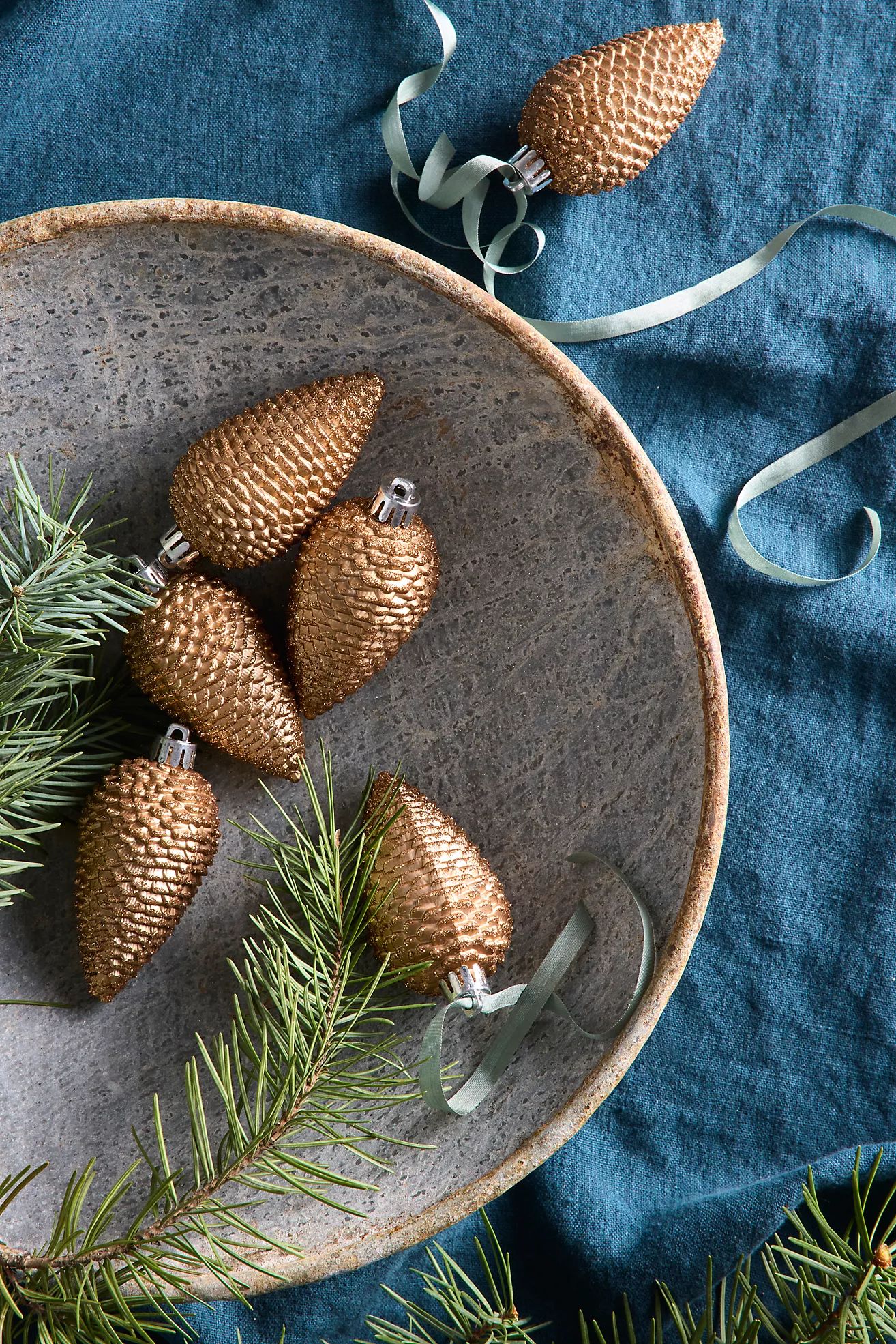 Shatterproof Pinecone Ornaments, Set of 6 | Terrain