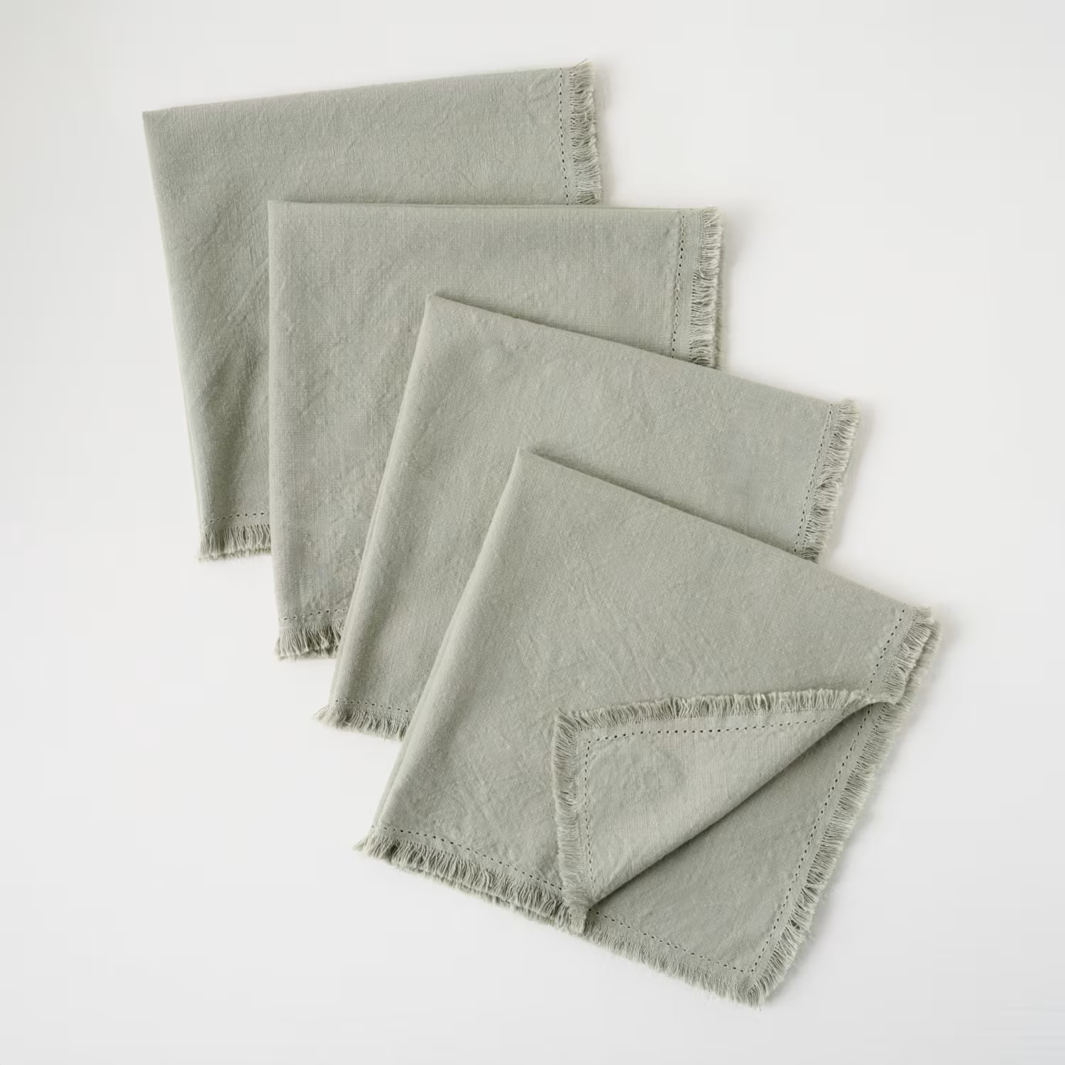 Dusty Sage Fringe Hem Napkin Set of Four | Magnolia