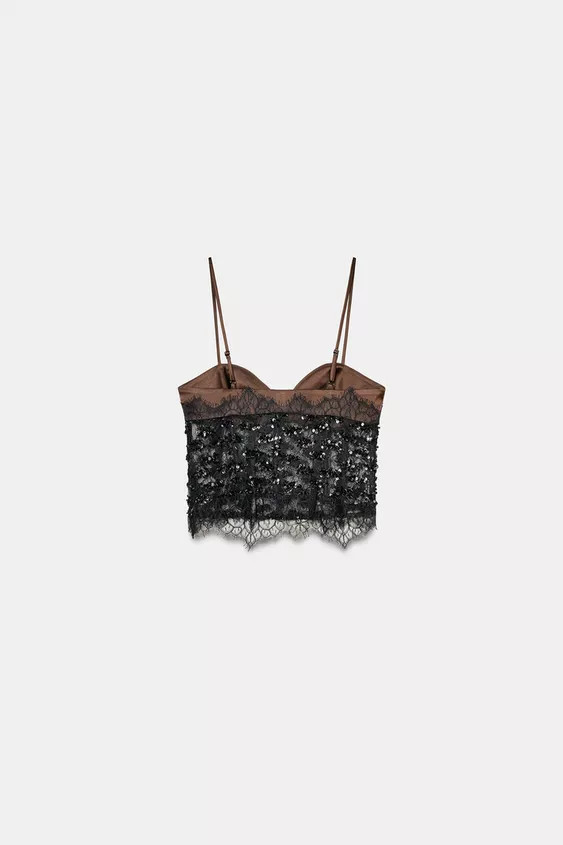 COMBINED SEQUIN CORSETRY-INSPIRED TOP | Zara US