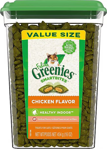 Greenies Feline SmartBites Healthy Indoor Natural Chicken Flavor Soft & Crunchy Adult Cat Treats | Chewy.com