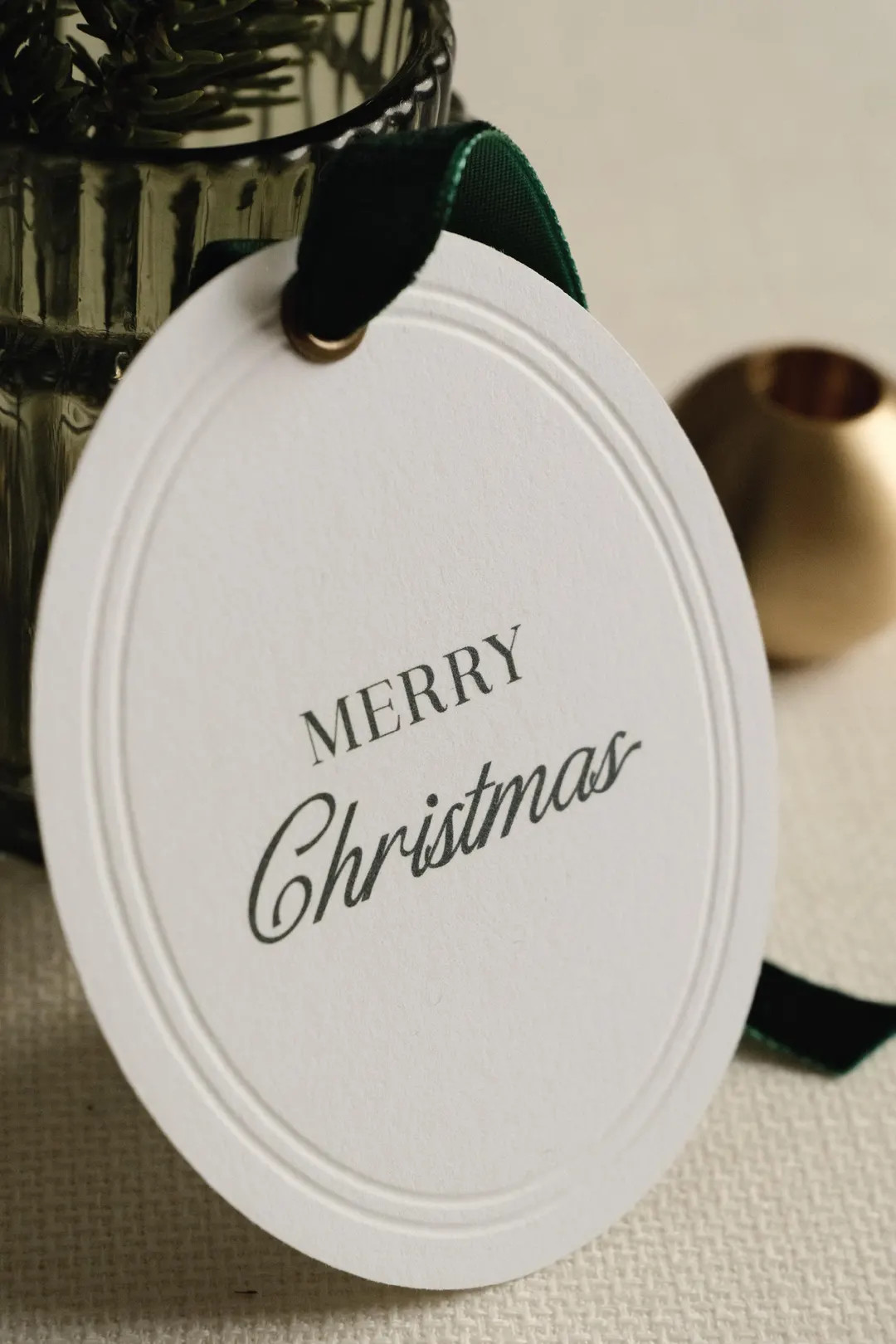 Elegant Oval Christmas Gift Tags With Velvet Ribbon - Etsy | Etsy (US)