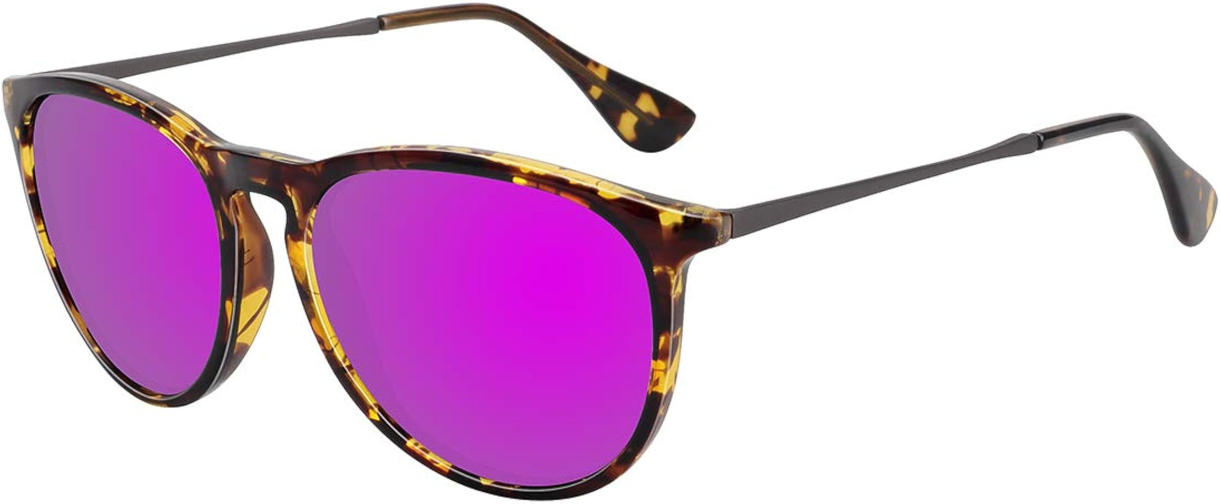 WOWSUN Polarized Sunglasses for Women Vintage Retro Round Mirrored Lens | Amazon (US)