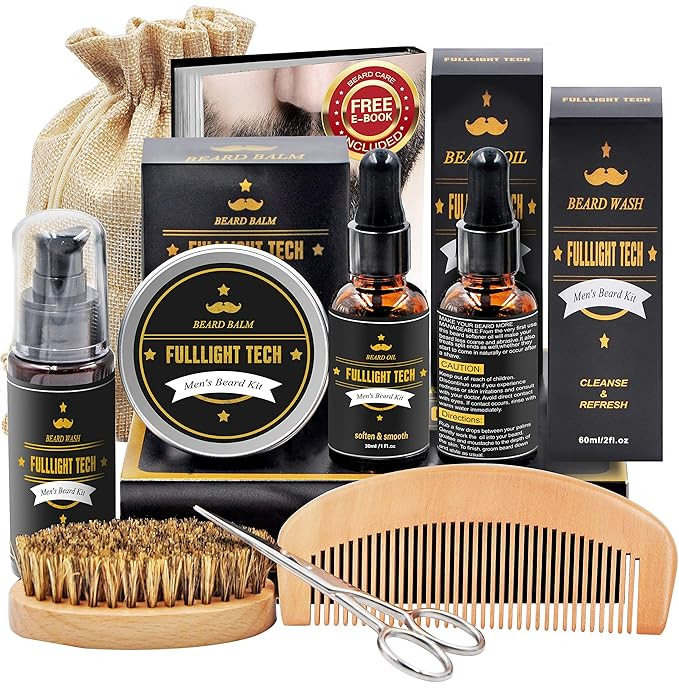 Beard Kit for Men Grooming & Care W/Beard Wash/Shampoo,2 Packs Beard Growth Oil,Beard Balm Leave-... | Amazon (US)
