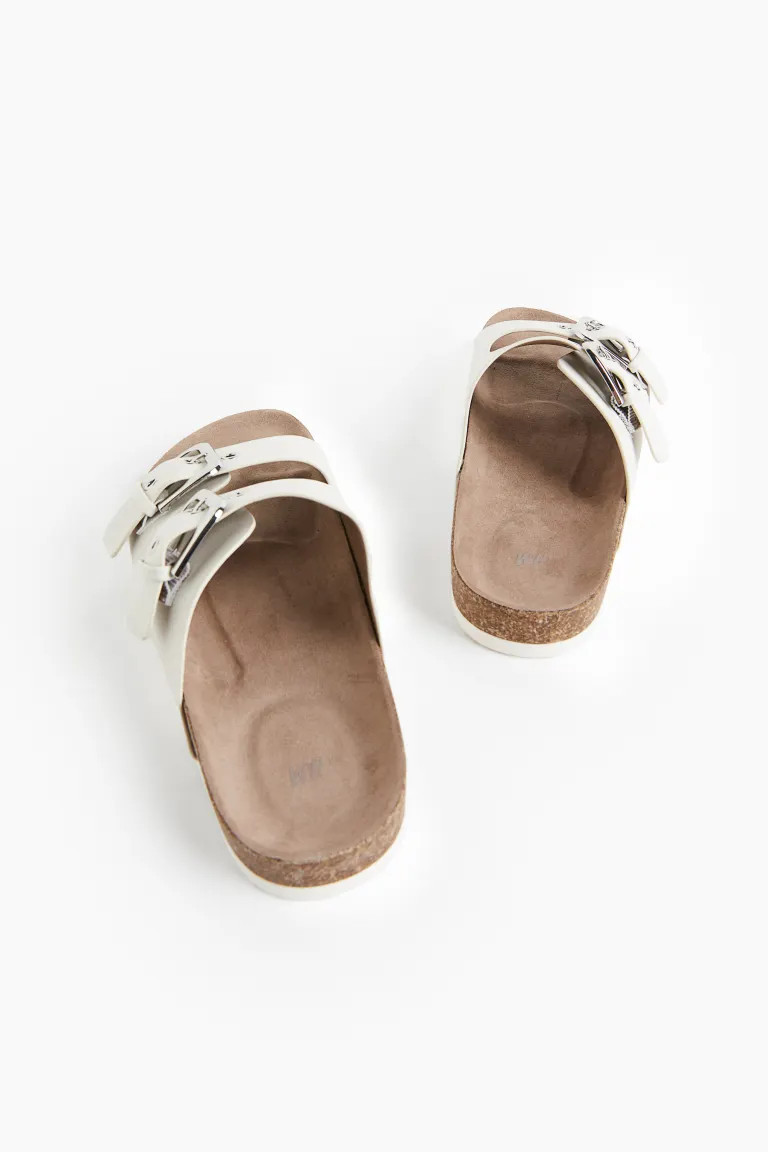 Two-strap slides - White - Ladies | H&M GB | H&M (UK, MY, IN, SG, PH, TW, HK)